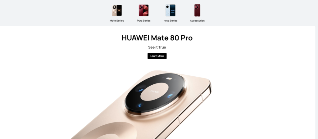 huawei website showing the p9