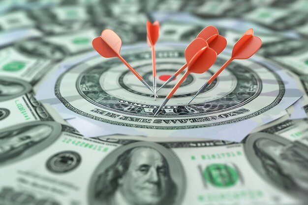 dart bullseye of a hundred dollar bill